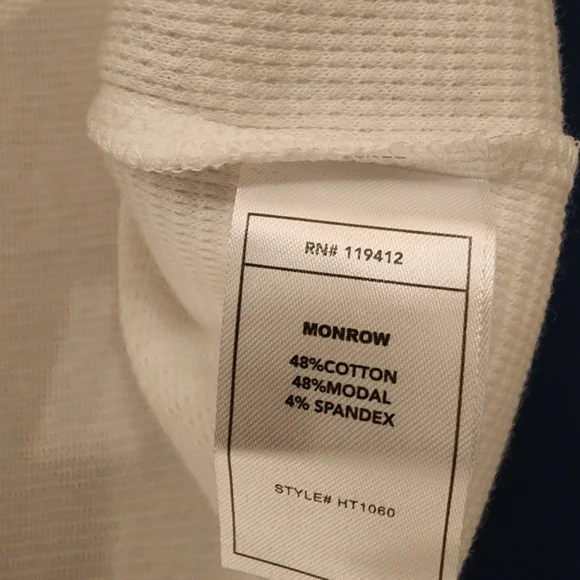 MONROW Baby Thermal Loose Henley Tank In White Size Medium - Picture 9 of 9